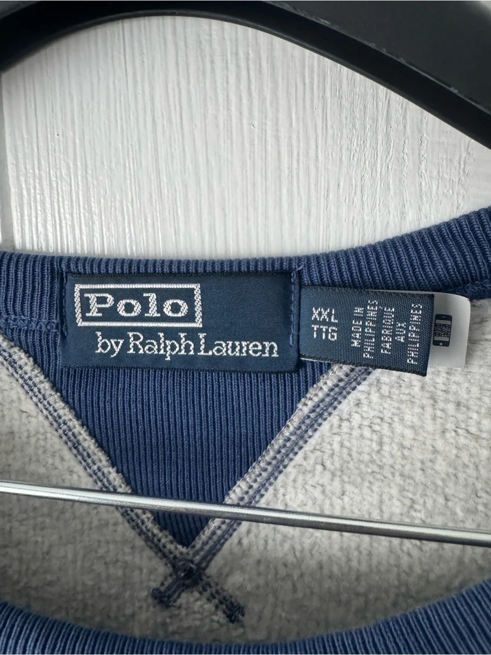 Polo Ralph Lauren Grey Navy Blue Crewneck Sweatshirt Collegiate Athletics XXL